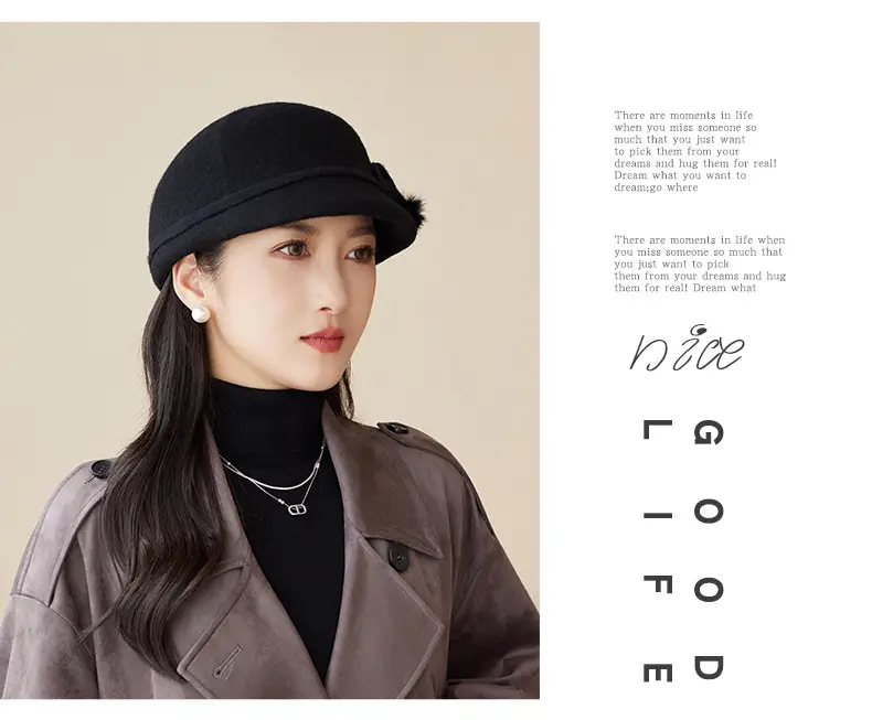 Women Woolen Duckbill Cap for Winter Autumn — feature 15
