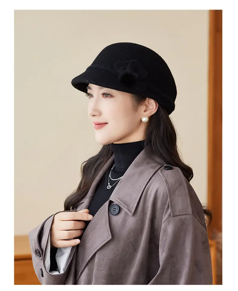 Women Woolen Duckbill Cap for Winter Autumn — feature 17