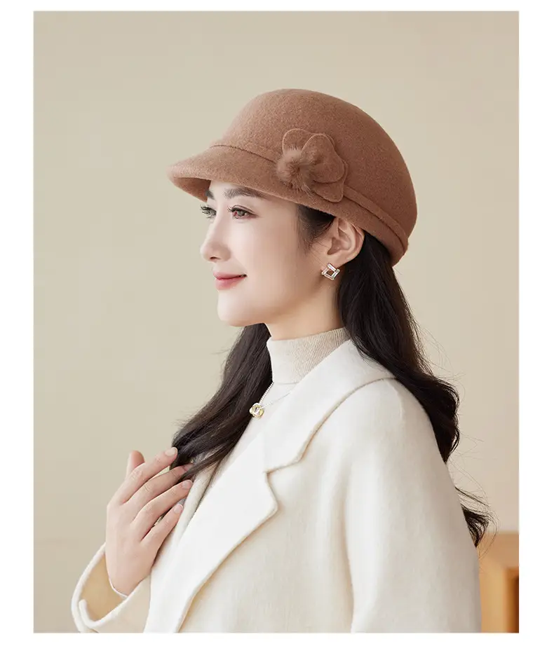 Women Woolen Duckbill Cap for Winter Autumn — feature 19