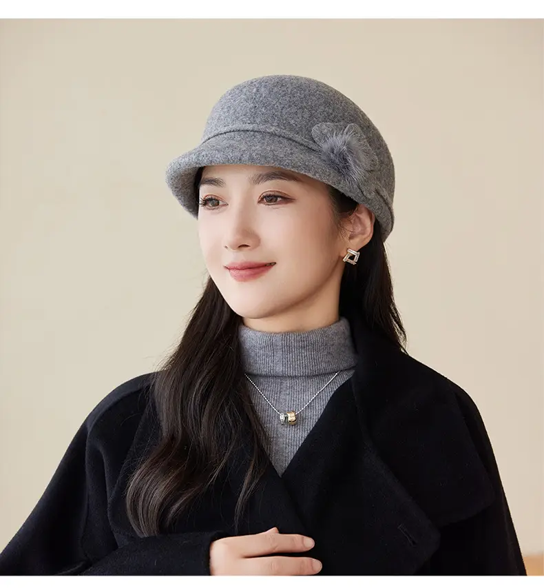Women Woolen Duckbill Cap for Winter Autumn — feature 21