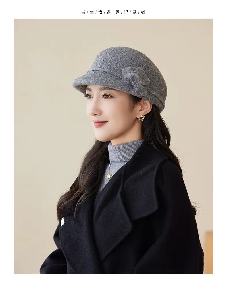 Women Woolen Duckbill Cap for Winter Autumn — feature 22
