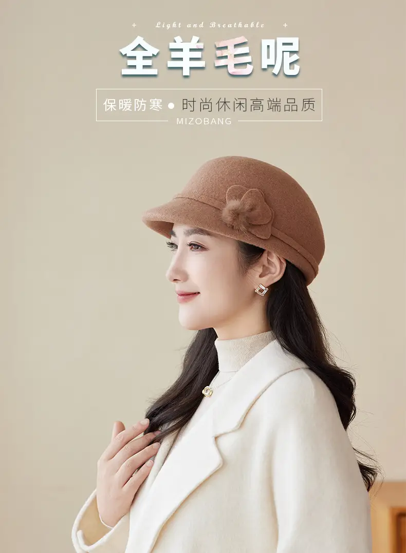 Women Woolen Duckbill Cap for Winter Autumn — feature 5