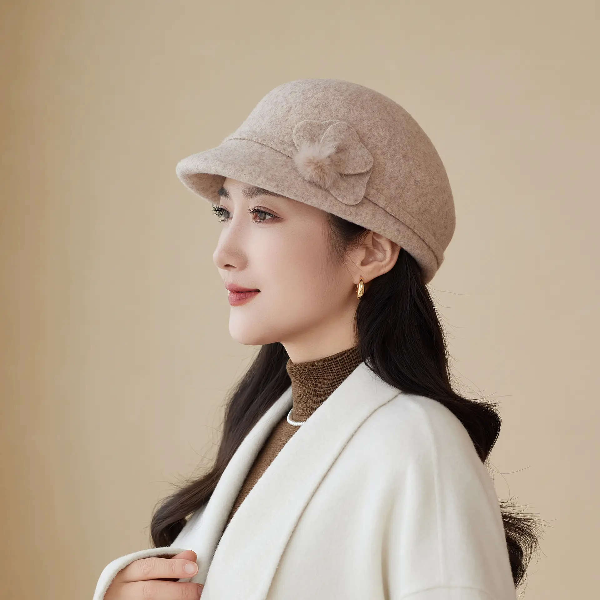 Women Woolen Duckbill Cap for Winter Autumn - Image 5