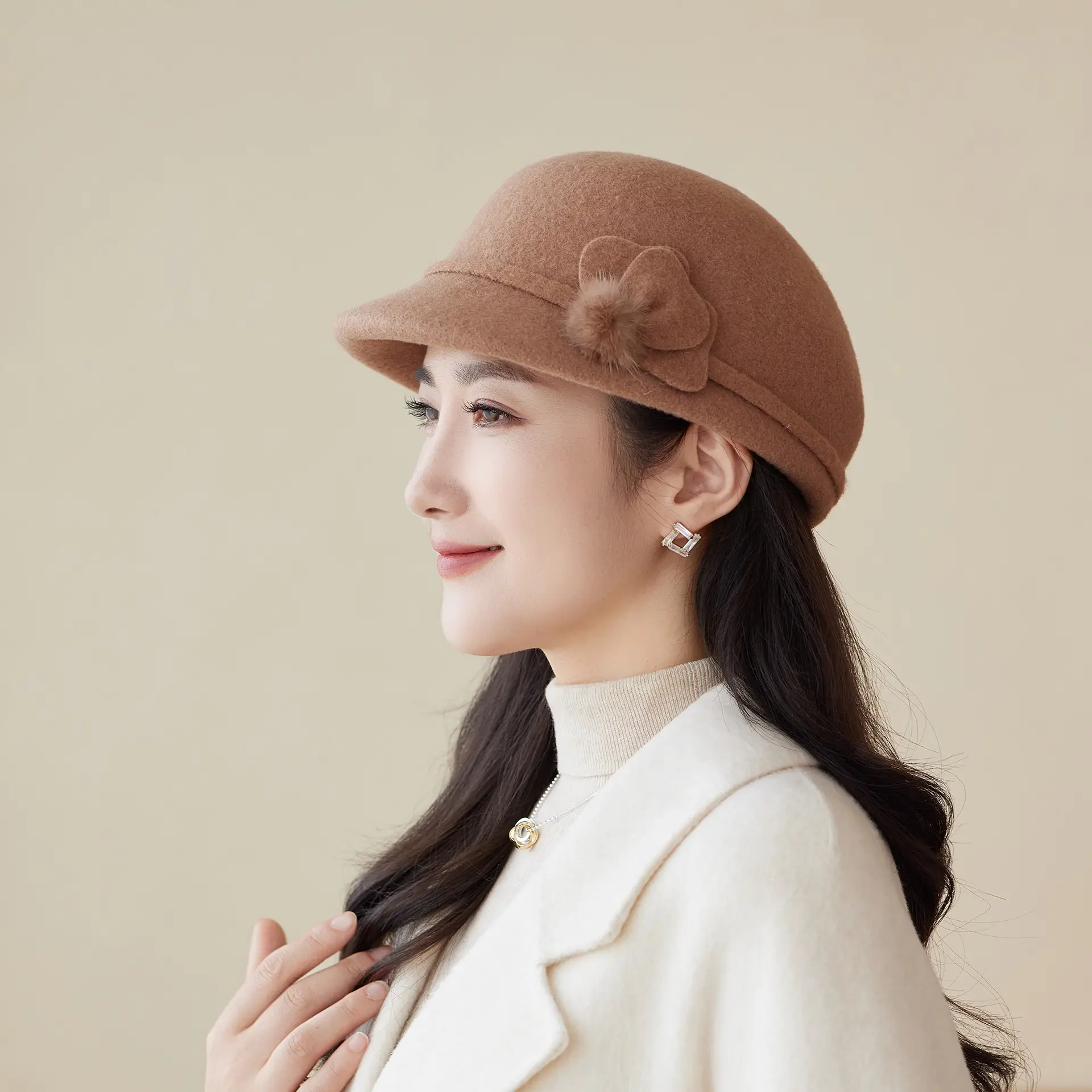 Women Woolen Duckbill Cap for Winter Autumn - Image 6