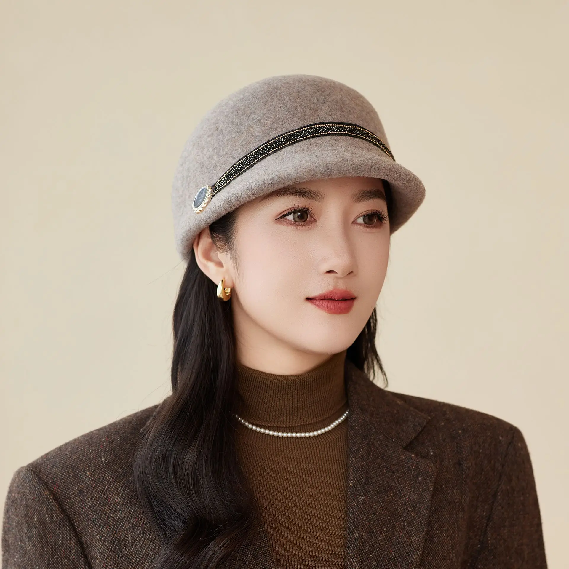 New Woolen Peaked Hat for Women Middle Age Elderly - Image 9