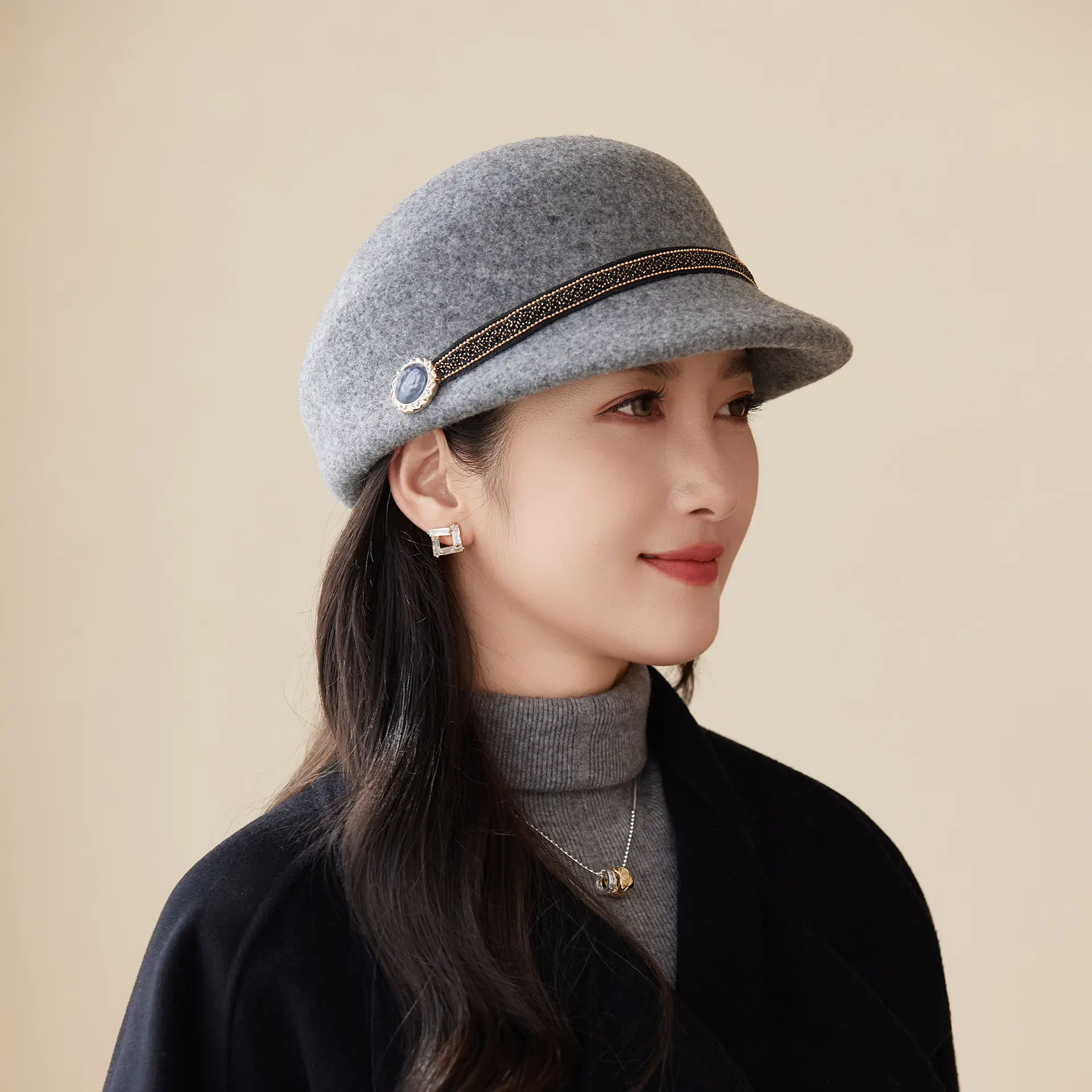 New Woolen Peaked Hat for Women Middle Age Elderly - Image 2