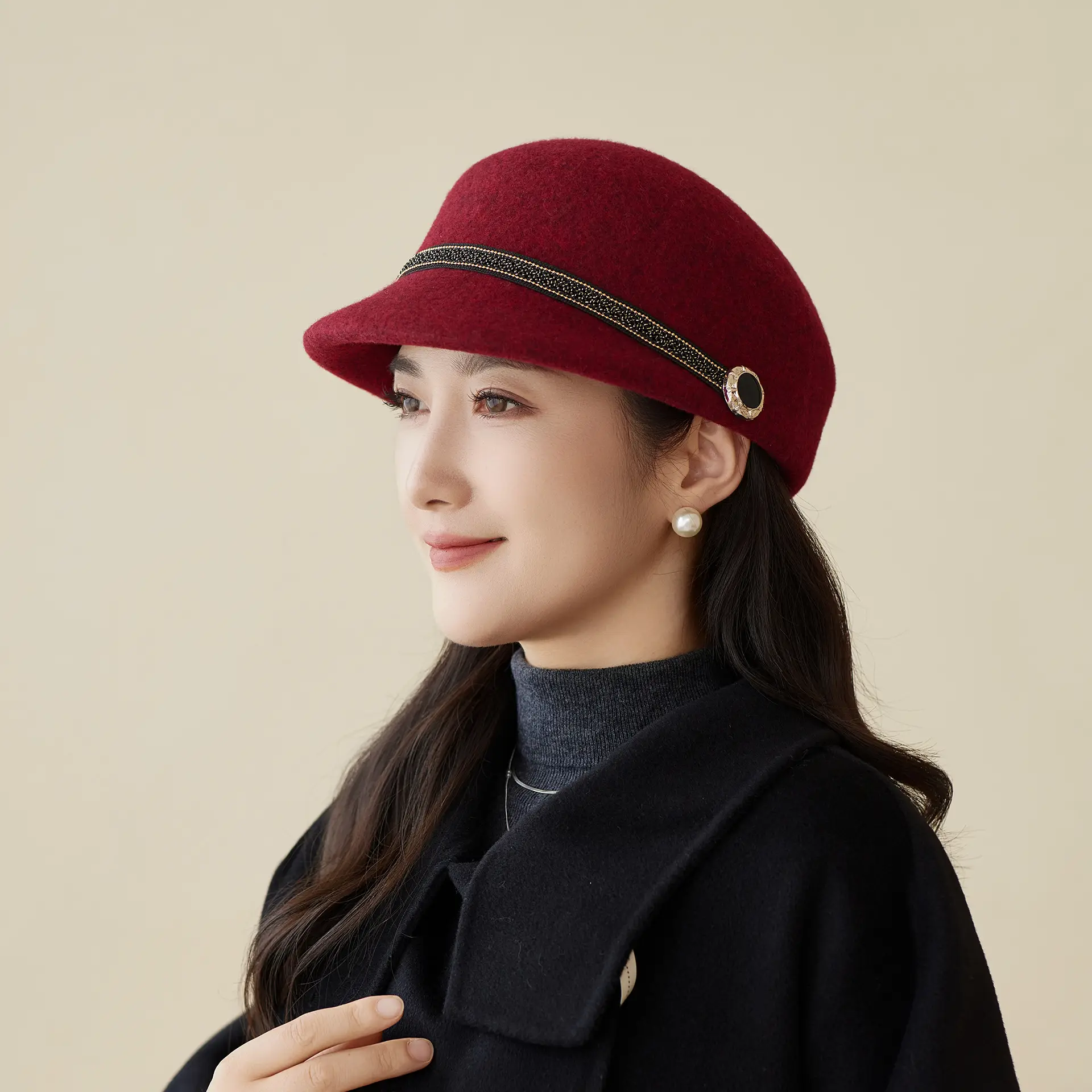 New Woolen Peaked Hat for Women Middle Age Elderly - Image 3