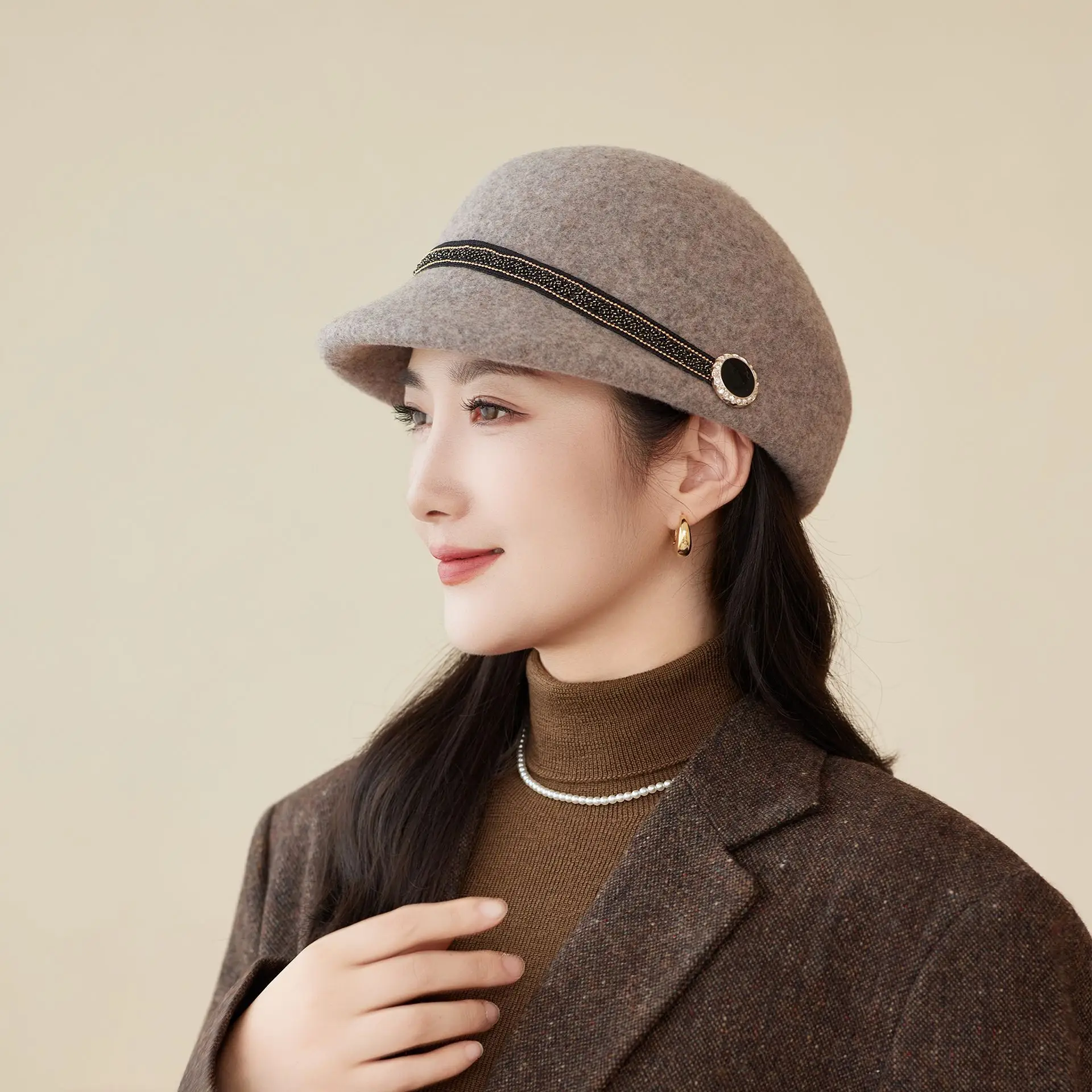 New Woolen Peaked Hat for Women Middle Age Elderly - Image 4