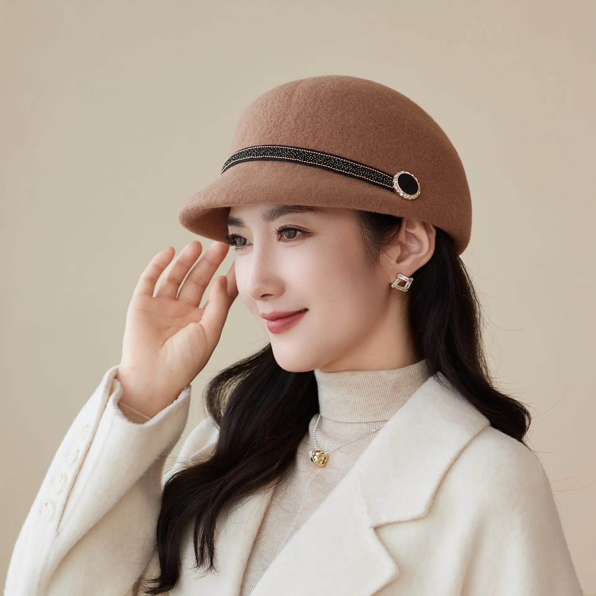 New Woolen Peaked Hat for Women Middle Age Elderly - Image 6