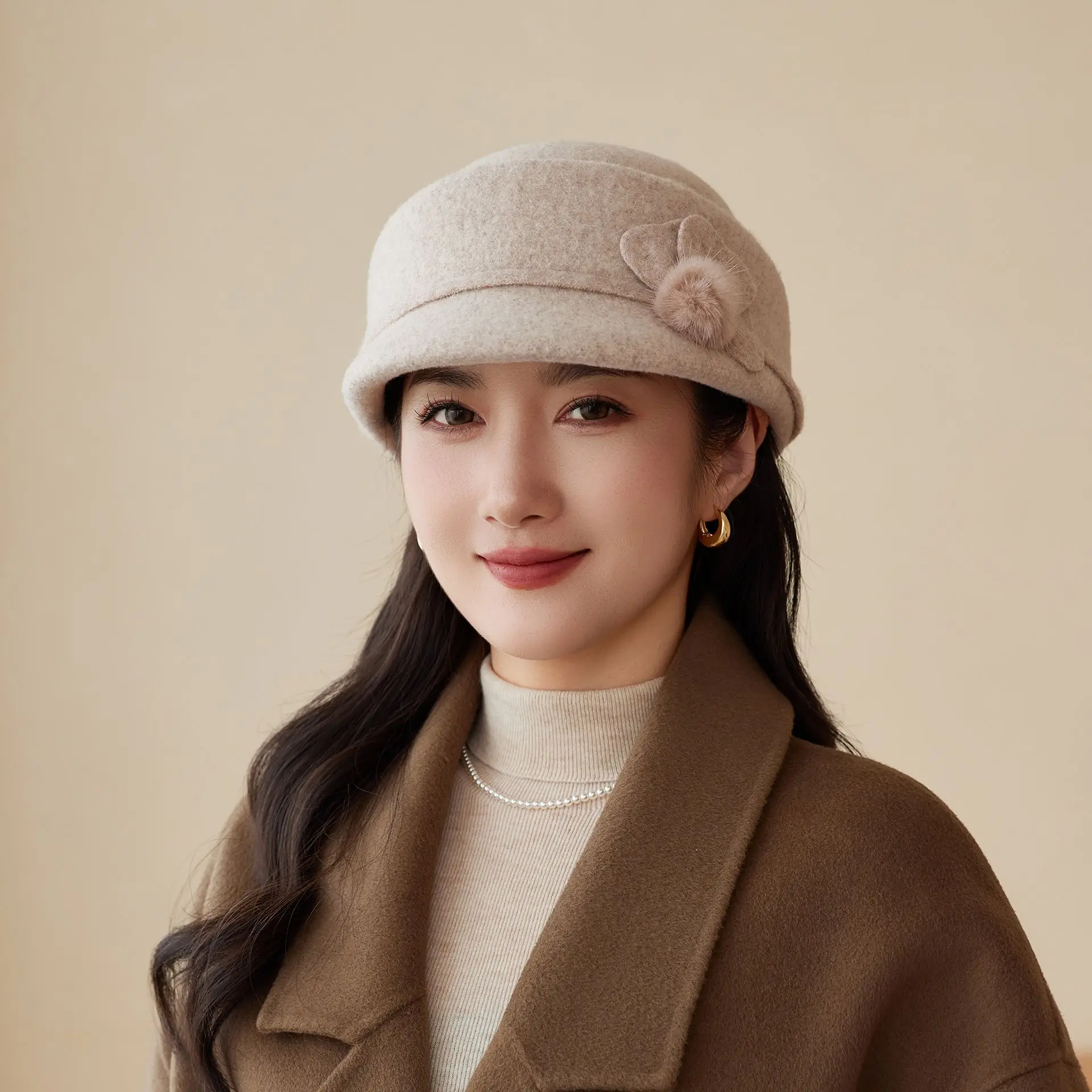 Women Woolen Duck Tonge Hat Red Autumn Winter - Image 6