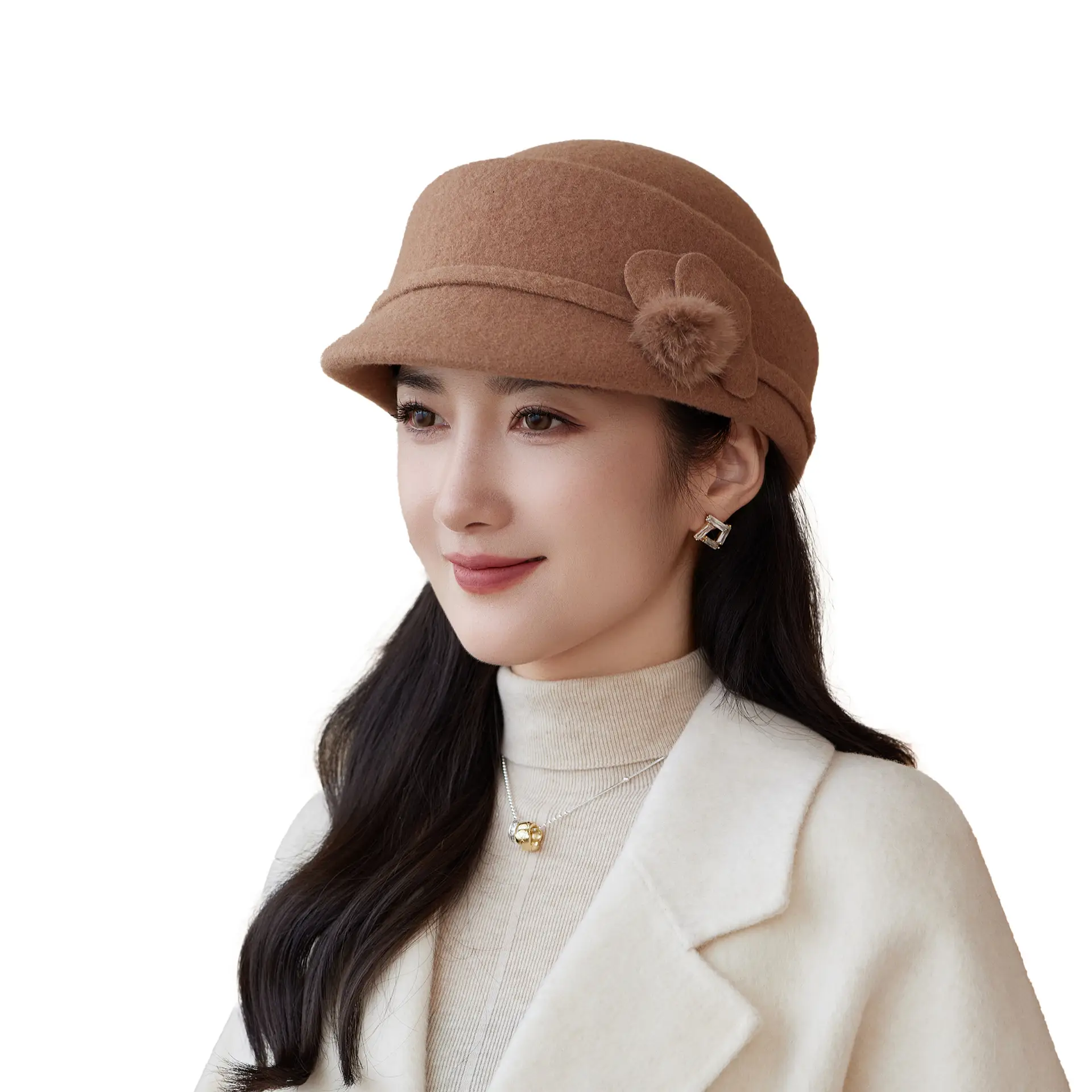 Women Woolen Duck Tonge Hat Red Autumn Winter - Image 7