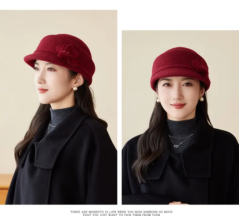 Women Woolen Duck Tonge Hat Red Autumn Winter — feature 13