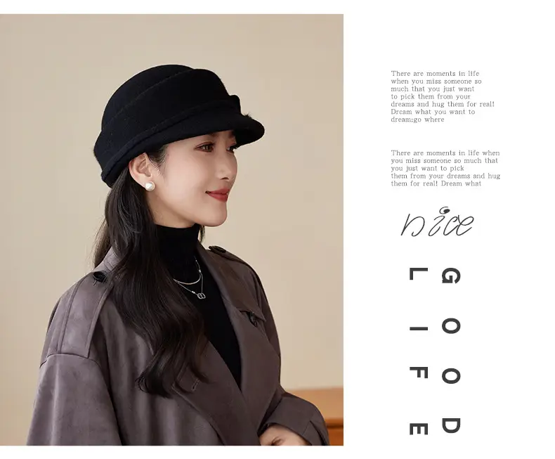 Women Woolen Duck Tonge Hat Red Autumn Winter — feature 15