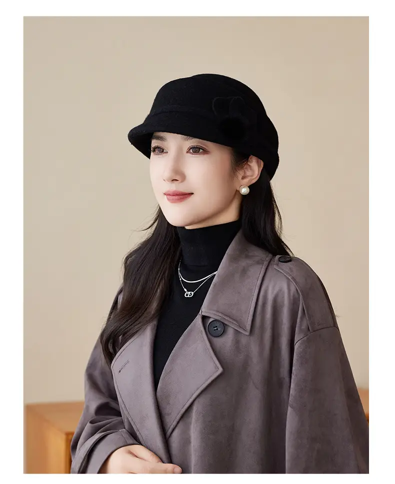 Women Woolen Duck Tonge Hat Red Autumn Winter — feature 17