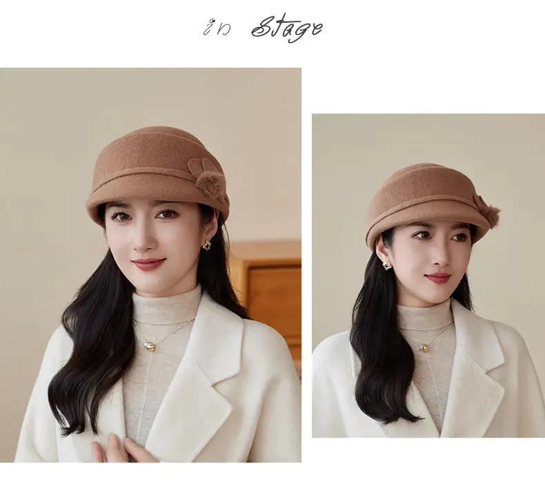 Women Woolen Duck Tonge Hat Red Autumn Winter — feature 18