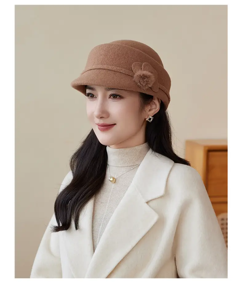 Women Woolen Duck Tonge Hat Red Autumn Winter — feature 19