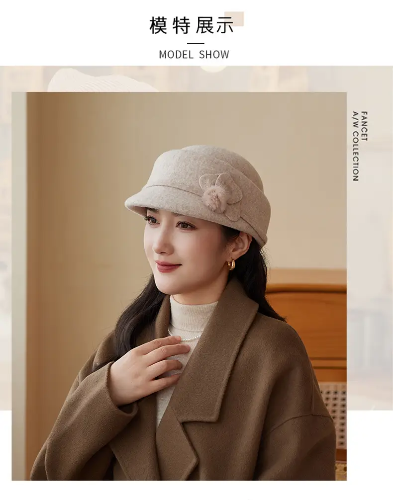Women Woolen Duck Tonge Hat Red Autumn Winter — feature 8