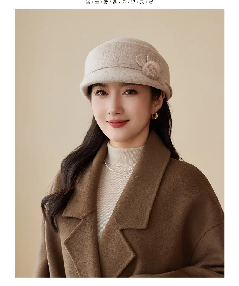 Women Woolen Duck Tonge Hat Red Autumn Winter — feature 9