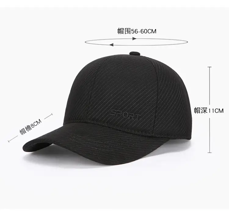 Men's Black Baseball Cap with "SPORT" Logo — feature 3