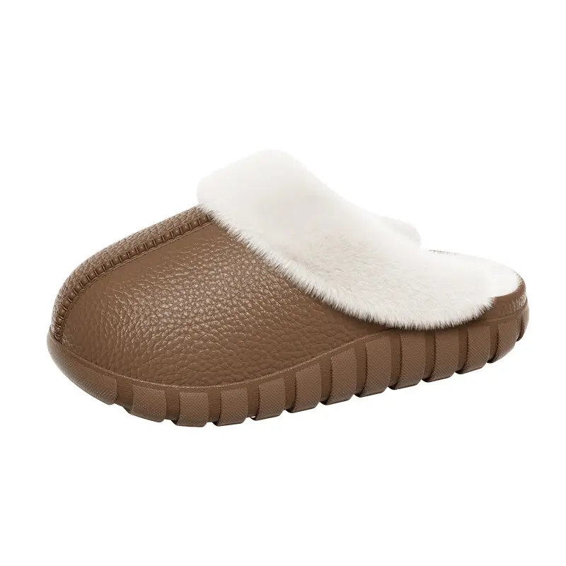 Cotton Slippers for Women, Couple's Home Indoor Plush Half-Pack Heel Warm Confinement Shoes, Home Silent Non-Slip Cotton Slippers for Men - Image 12