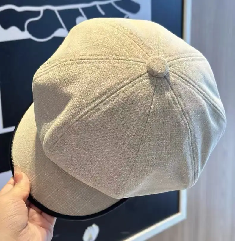 Black Duckbill Cap with Leather Trim for Women — feature 6
