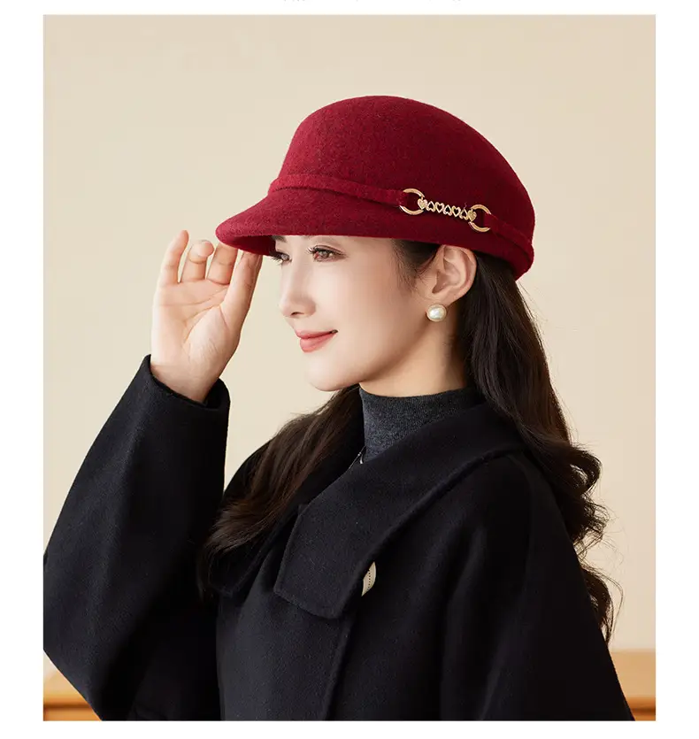 Autumn Winter Wool Felt Chain Hat for Women — feature 14