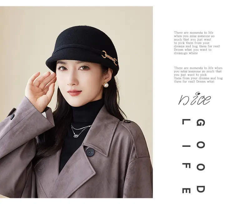 Autumn Winter Wool Felt Chain Hat for Women — feature 15