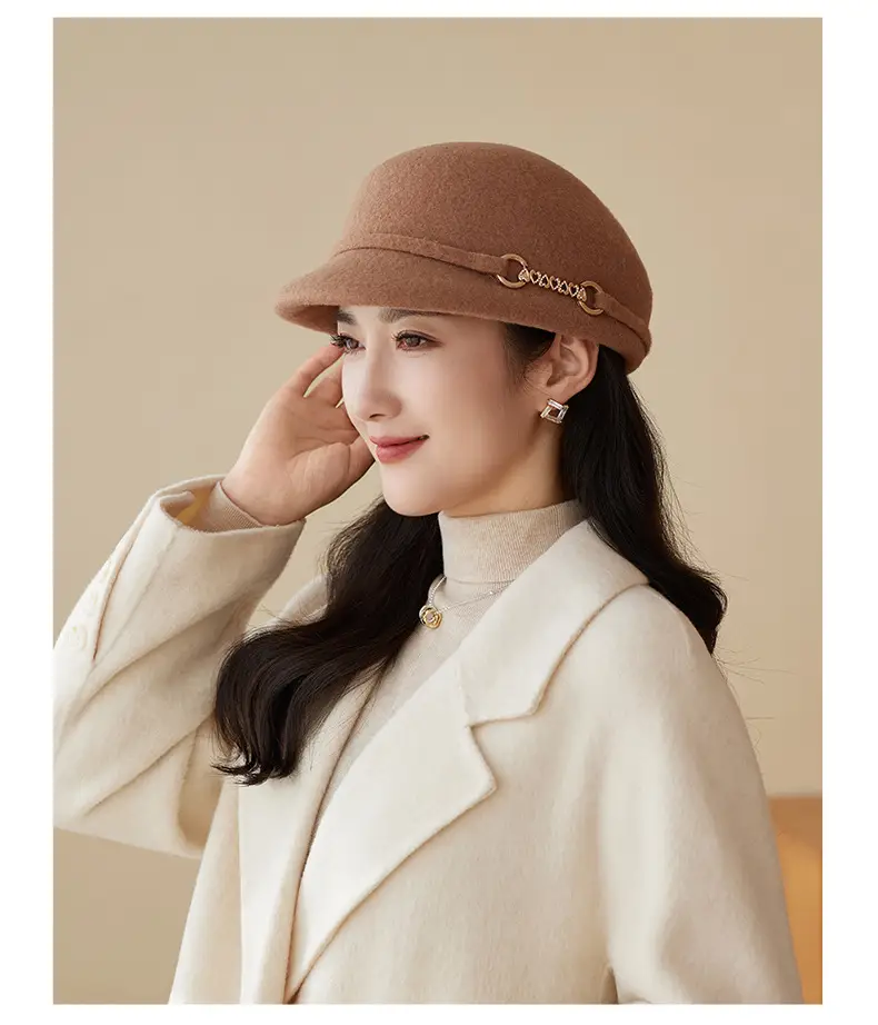 Autumn Winter Wool Felt Chain Hat for Women — feature 19