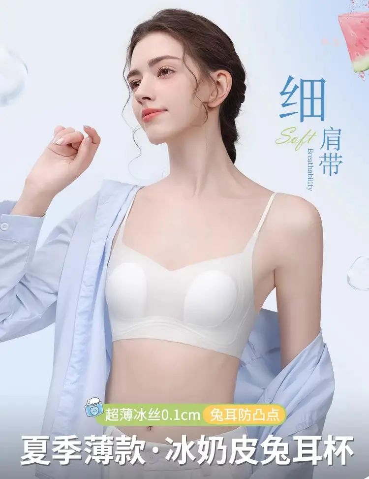 Rabbit Ear Cup Soft Support Seamless Bra for Women, Thin and Simple, Soft Without Underwire, Jelly Strip, Large U-Shaped Beautiful Back Bra — feature 1