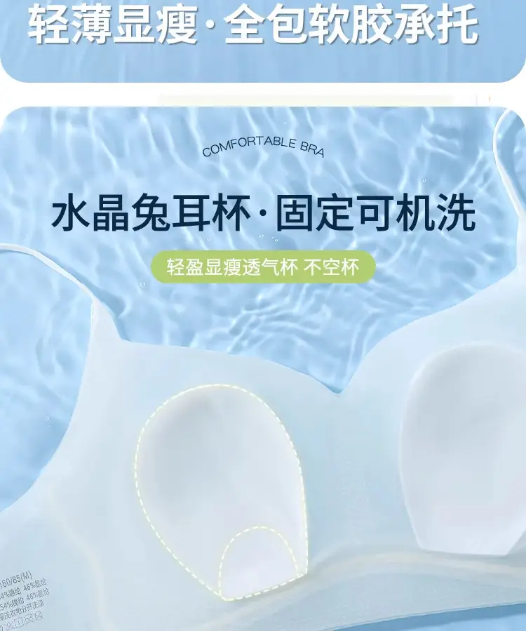 Rabbit Ear Cup Soft Support Seamless Bra for Women, Thin and Simple, Soft Without Underwire, Jelly Strip, Large U-Shaped Beautiful Back Bra — feature 19