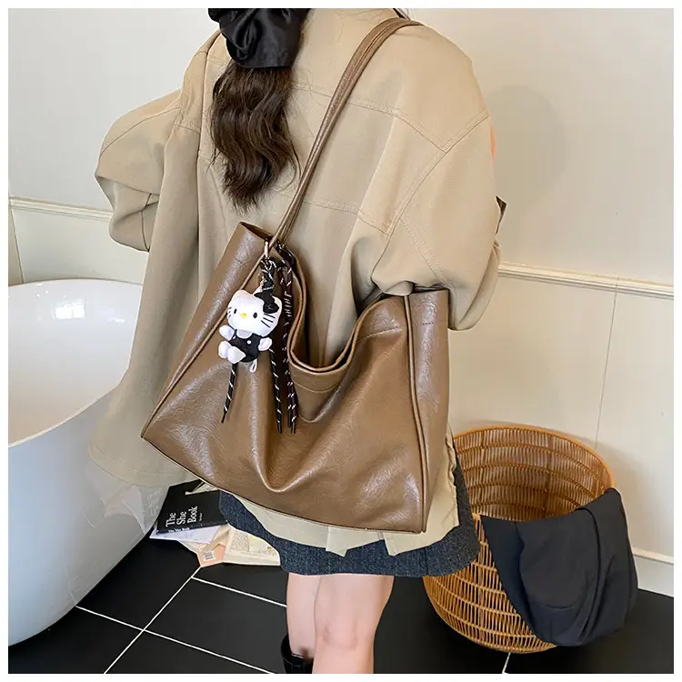 Women's Large Capacity Soft Leather Shoulder Bag with Clear Handle — feature 18