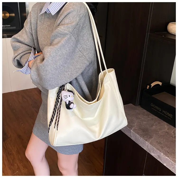 Women's Large Capacity Soft Leather Shoulder Bag with Clear Handle — feature 23