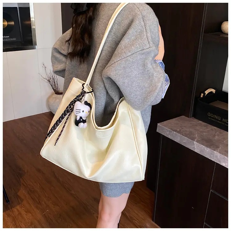 Women's Large Capacity Soft Leather Shoulder Bag with Clear Handle — feature 24