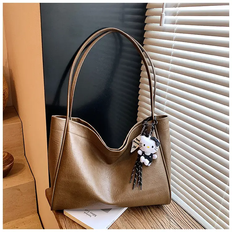 Women's Large Capacity Soft Leather Shoulder Bag with Clear Handle — feature 25