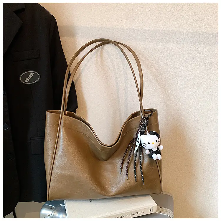 Women's Large Capacity Soft Leather Shoulder Bag with Clear Handle — feature 27