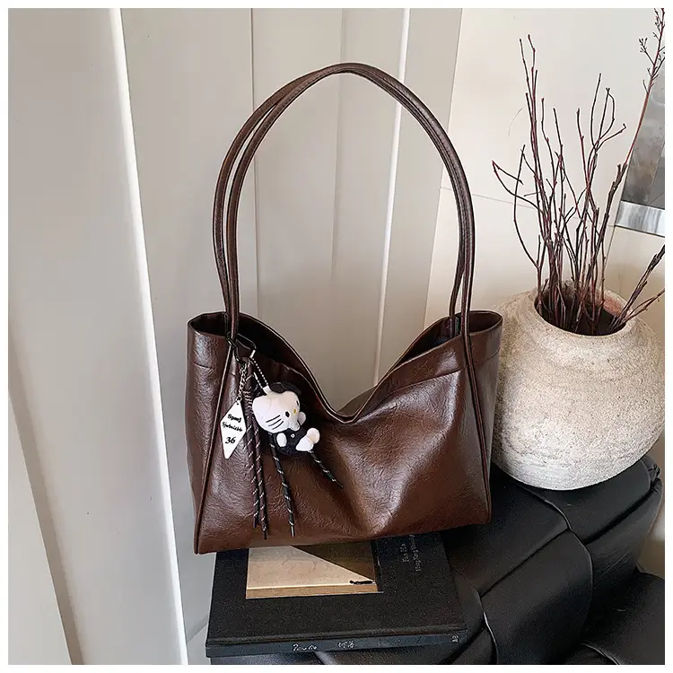 Women's Large Capacity Soft Leather Shoulder Bag with Clear Handle — feature 28