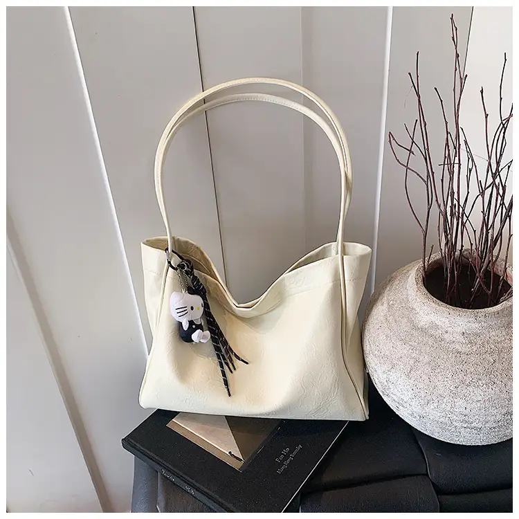Women's Large Capacity Soft Leather Shoulder Bag with Clear Handle — feature 29