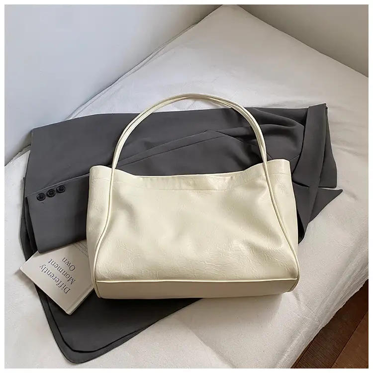 Women's Large Capacity Soft Leather Shoulder Bag with Clear Handle - Image 10