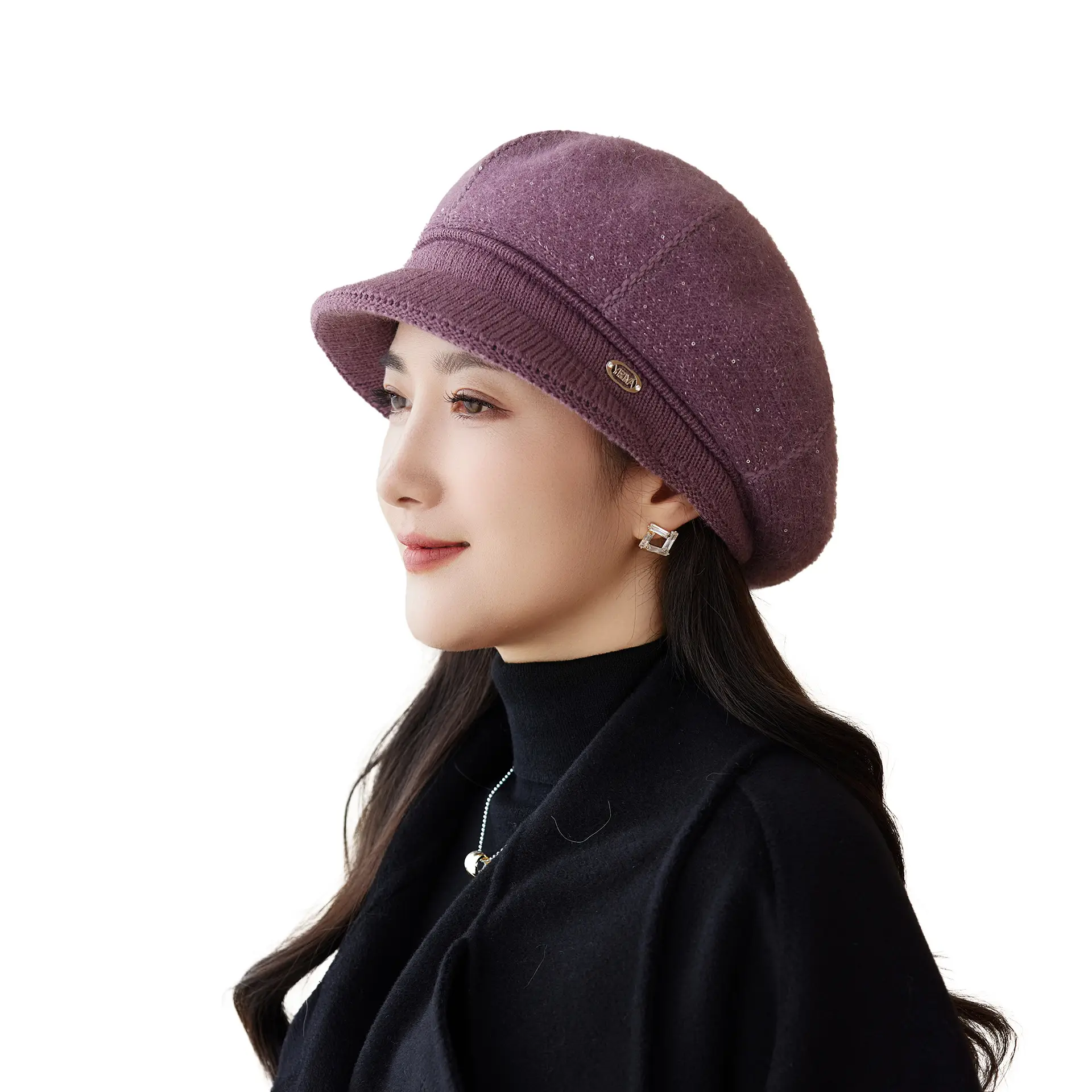 Rabbit Fur Warm Peaked Cap for Women Winter Outerwear - Image 12