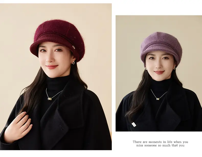 Rabbit Fur Warm Peaked Cap for Women Winter Outerwear — feature 10