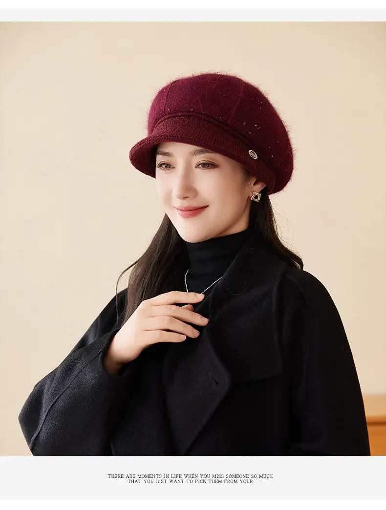 Rabbit Fur Warm Peaked Cap for Women Winter Outerwear — feature 11