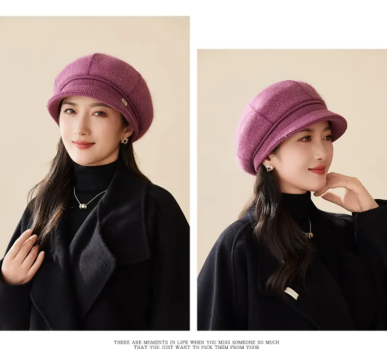 Rabbit Fur Warm Peaked Cap for Women Winter Outerwear — feature 13