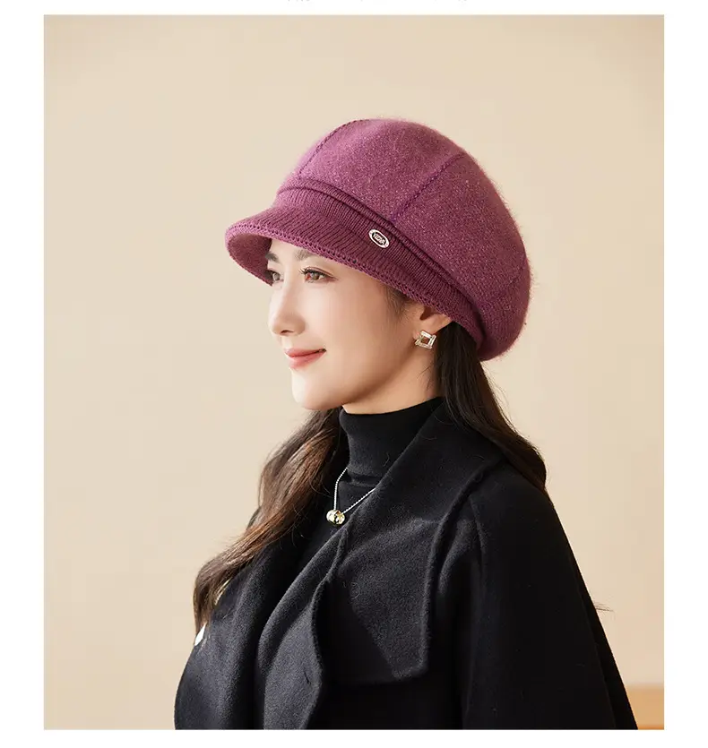 Rabbit Fur Warm Peaked Cap for Women Winter Outerwear — feature 14