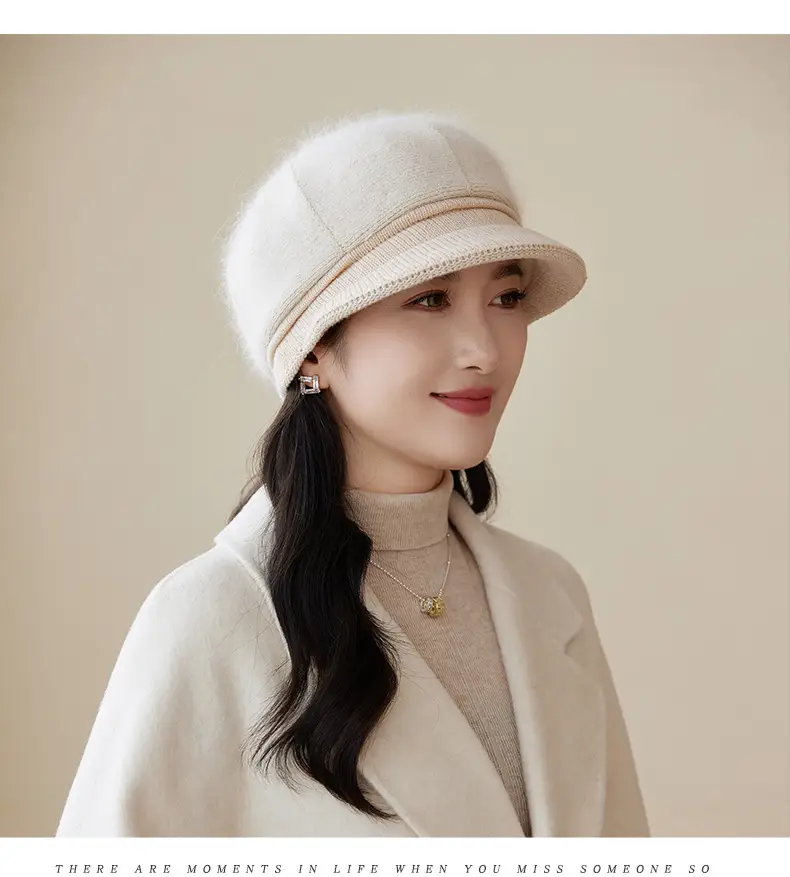 Rabbit Fur Warm Peaked Cap for Women Winter Outerwear — feature 16