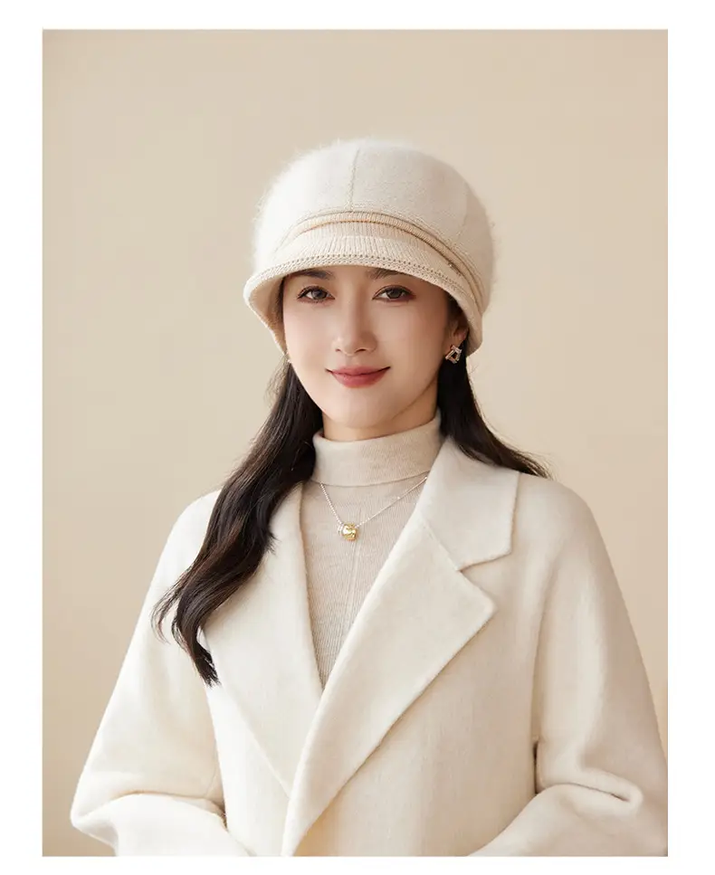Rabbit Fur Warm Peaked Cap for Women Winter Outerwear — feature 17