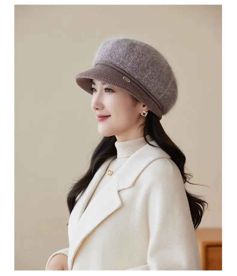 Rabbit Fur Warm Peaked Cap for Women Winter Outerwear — feature 19
