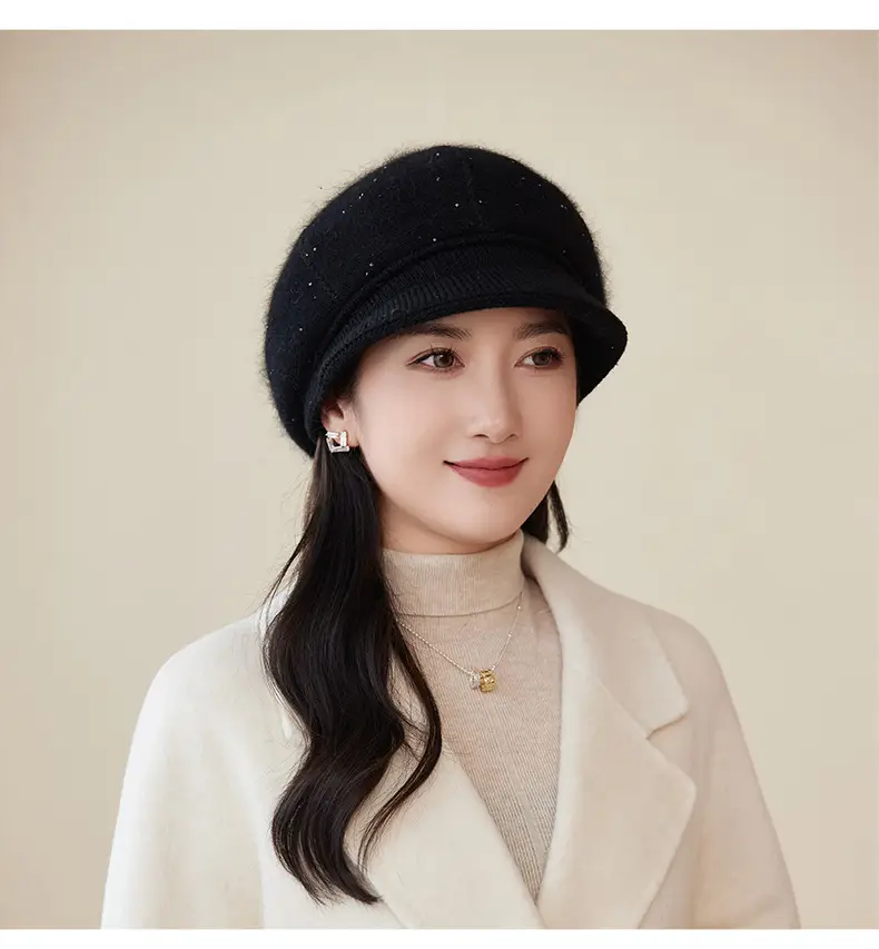 Rabbit Fur Warm Peaked Cap for Women Winter Outerwear — feature 21