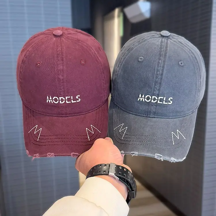 Korean Style Purple Baseball Caps with Embroidered M