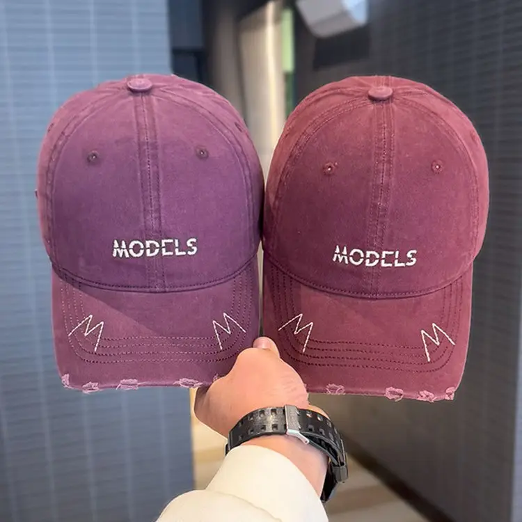 Korean Style Purple Baseball Caps with Embroidered M