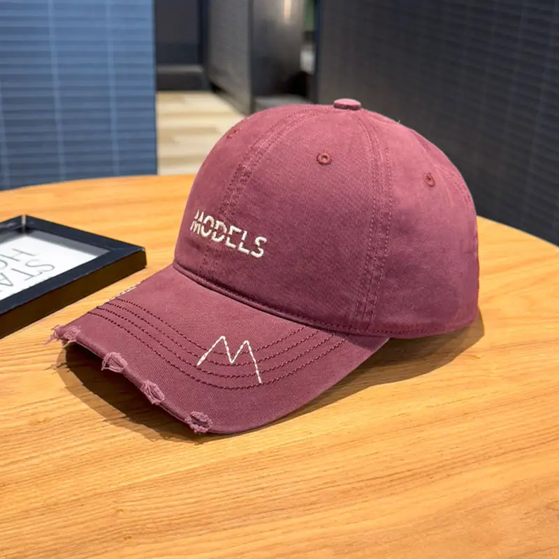 Korean Style Purple Baseball Caps with Embroidered M